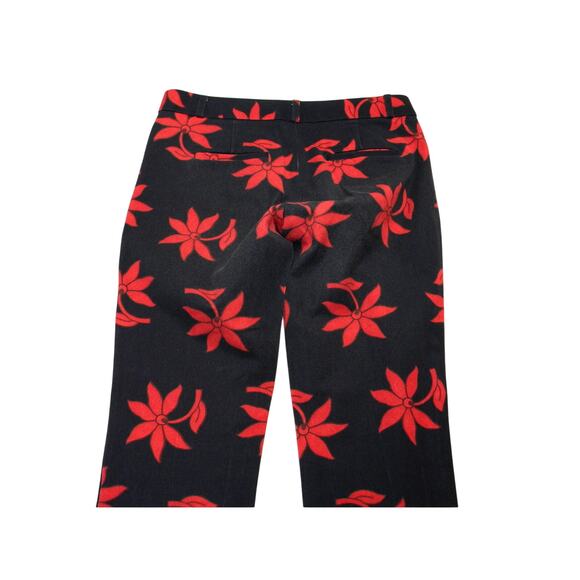 Banana Republic Women's Navy Ankle Pant Red Bold Floral Stretch Size 8 Statement - Picture 3 of 7
